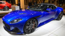 BRUSSELS, BELGIUM - JANUARY 08: Aston Martin DBS Superleggera Volante  convertible sports car on display at Brussels Expo on JANUARY 08, 2020 in Brussels, Belgium.  The DBS is fitted with a 5.2-litre twin-turbocharged V12 engine. (Photo by Sjoerd van der Wal/Getty Images)