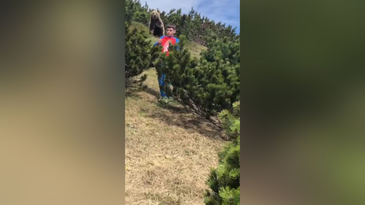 The boy moved slowly towards his stepfather away from the animal.