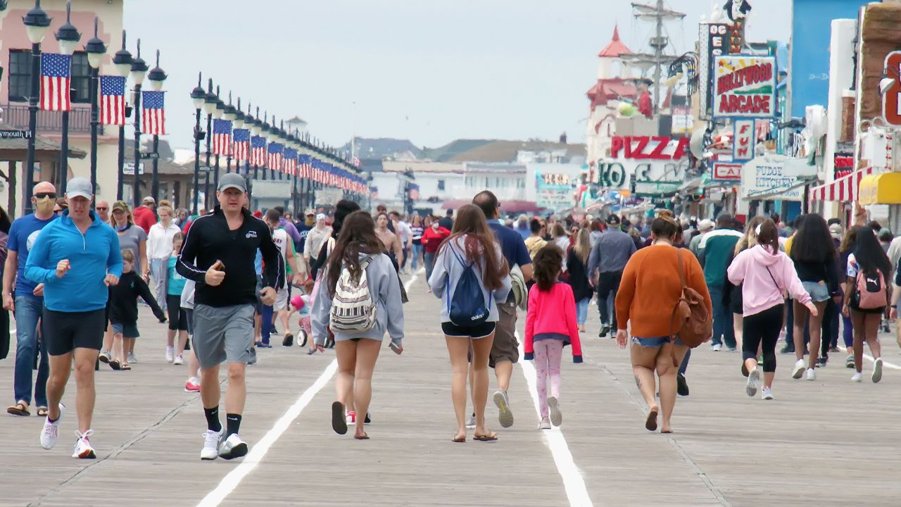 Memorial Day crowds on the Ocean City, Maryland boardwalk.