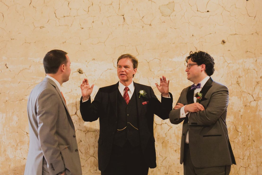 Philip F. Foglia, flanked by his sons, Philip L. Foglia (left) and Lou Foglia at Lou's wedding in 2014.