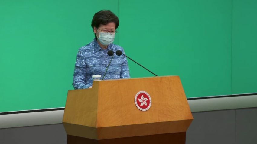 Hong Kong leader Carrie Lam answers a question from CNN's Anna Coren.