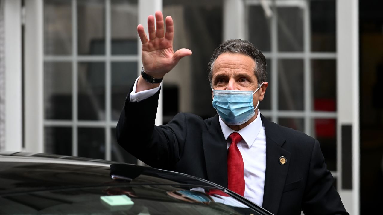 Governor of New York Andrew Cuomo leaves after ringing the opening bell at the New York Stock Exchange (NYSE) on May 26, 2020 at Wall Street in New York City. 
