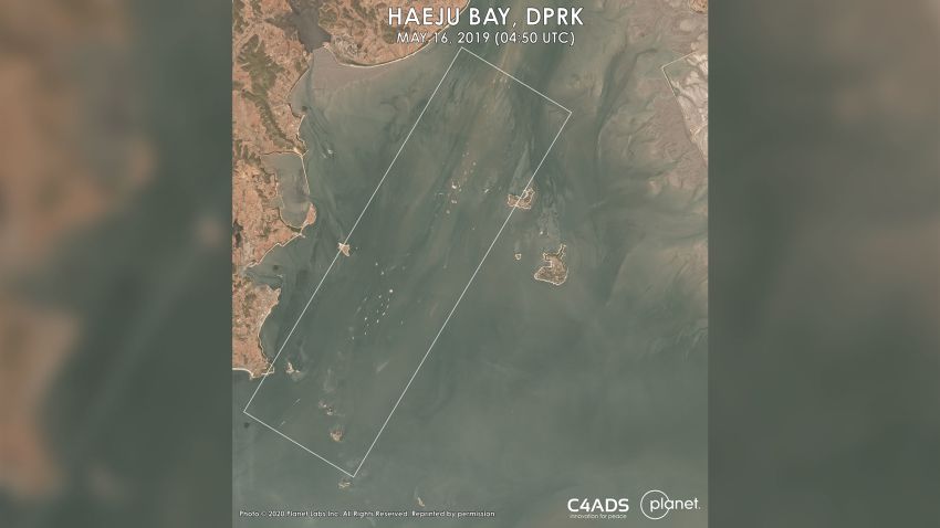 This handout image courtesy of C4ADS shows ships in the waters off the coast of the North Korean city of Haeju.
