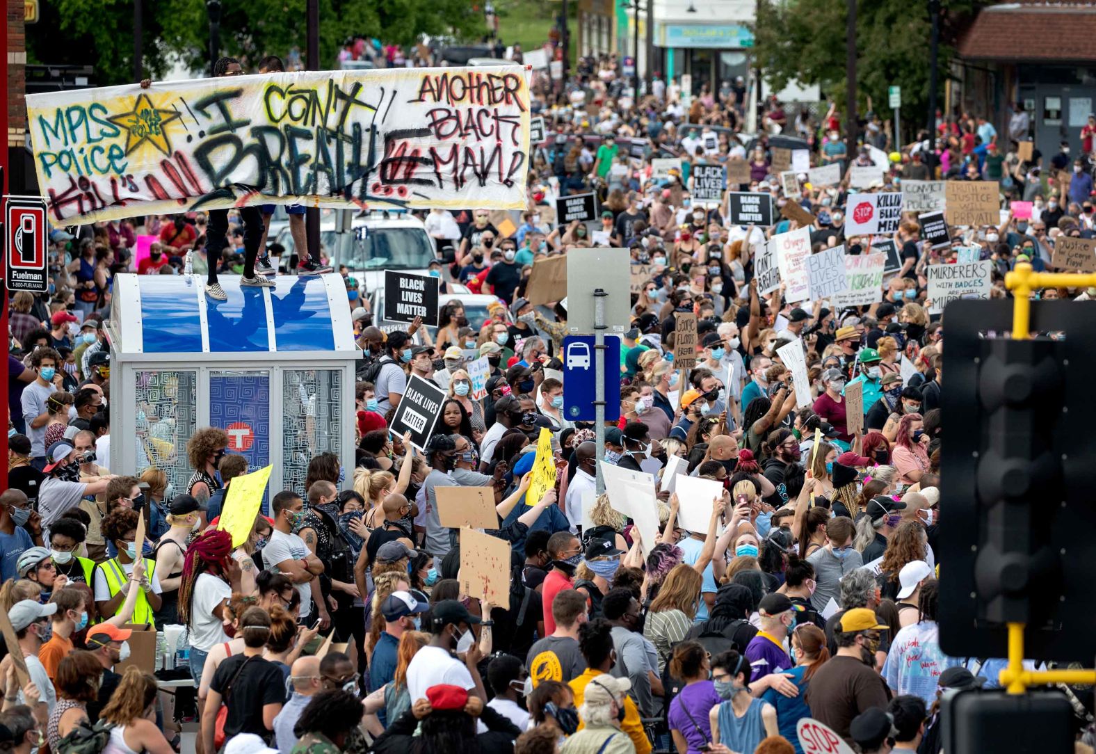 Crowds rally in Minneapolis on May 26.