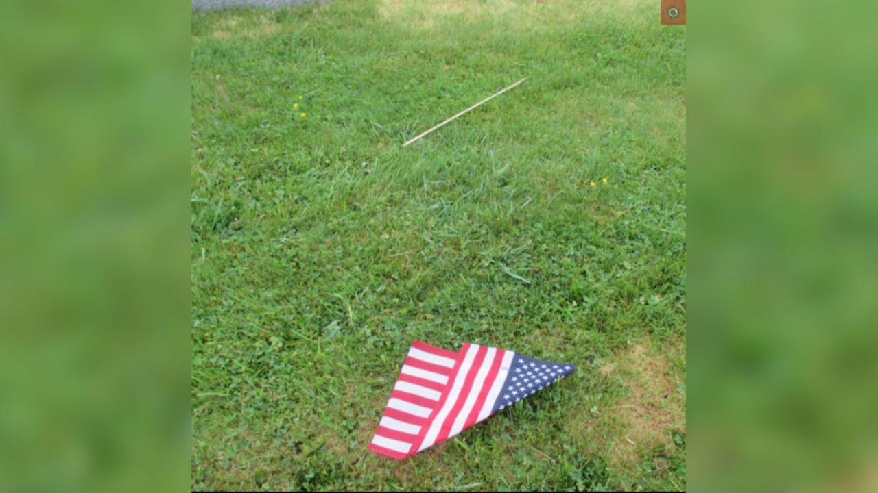 Over the last three days, over 100 flags were torn from their posts and placed at the graves of veterans.