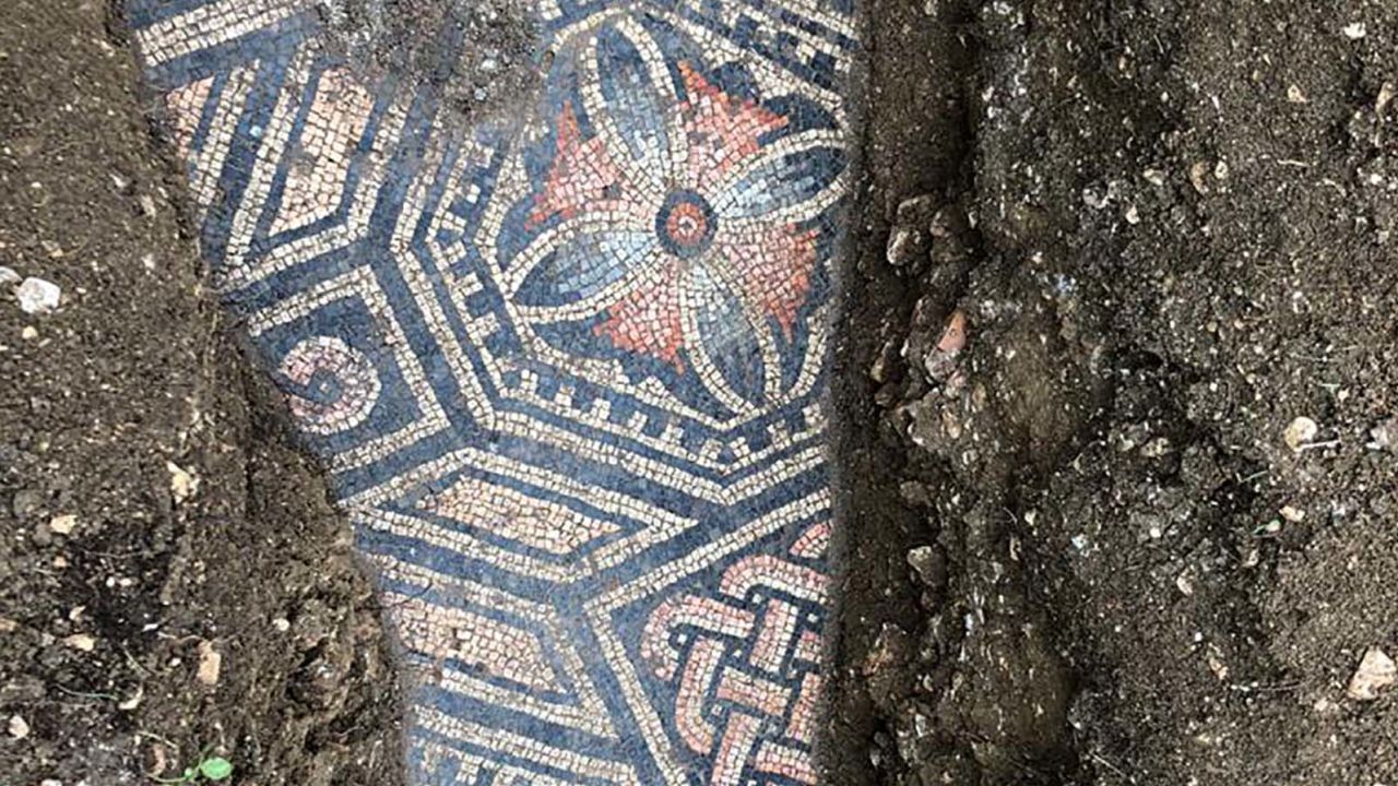 Photo posted to Facebook by the town of Negrar, Italy, where a mosaic floor has been discovered underground.