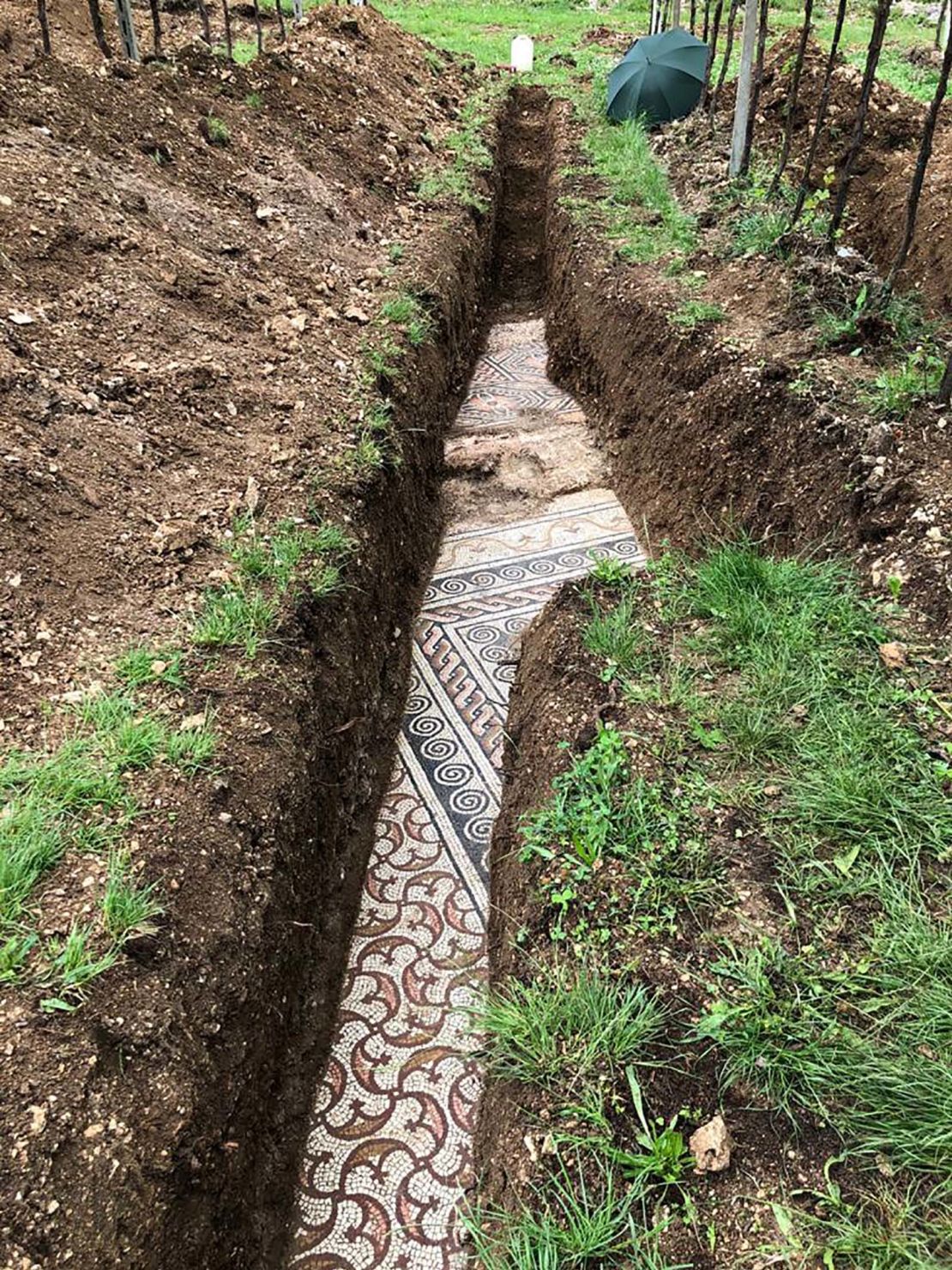 Photo posted to Facebook by the town of Negrar, Italy, where a mosaic floor has been discovered underground.