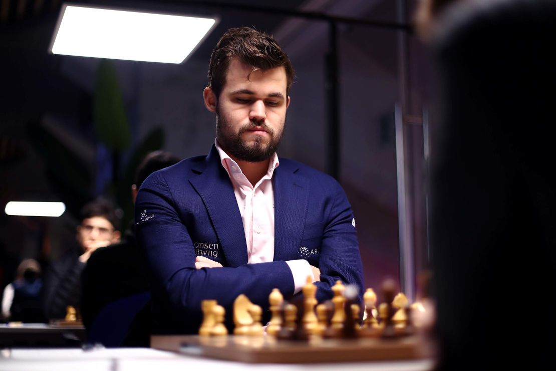 Carlsen competes against Daniil Dubov during the Tata Steel Chess Tournament in January, 2020. 