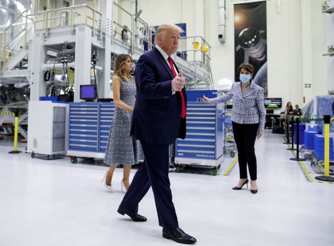 Trump and his wife, Melania, tour the Neil Armstrong Operations and Checkout Facility on May 27.