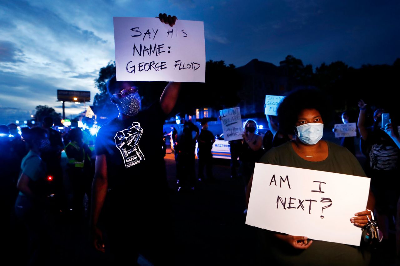 Demonstrators gather in Memphis, Tennessee, on May 27.