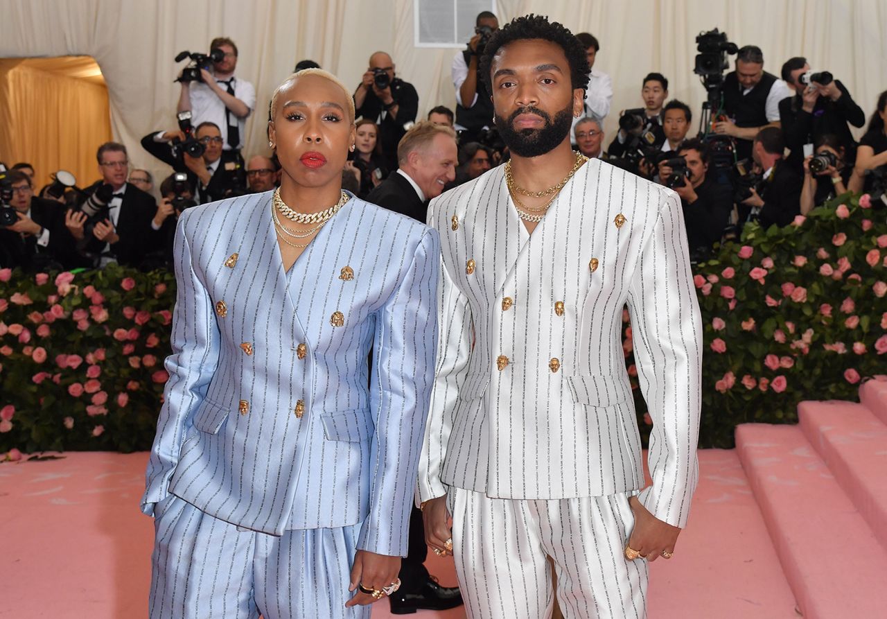 Lena Waithe and Kerby Jean-Raymond arrive for the 2019 Met Gala at the Metropolitan Museum of Art on May 6, 2019 in New York.