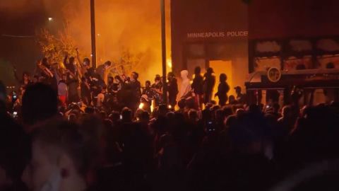 Minneapolis Police Department's Third Precinct was set on fire by protestors during the night of May 28. 