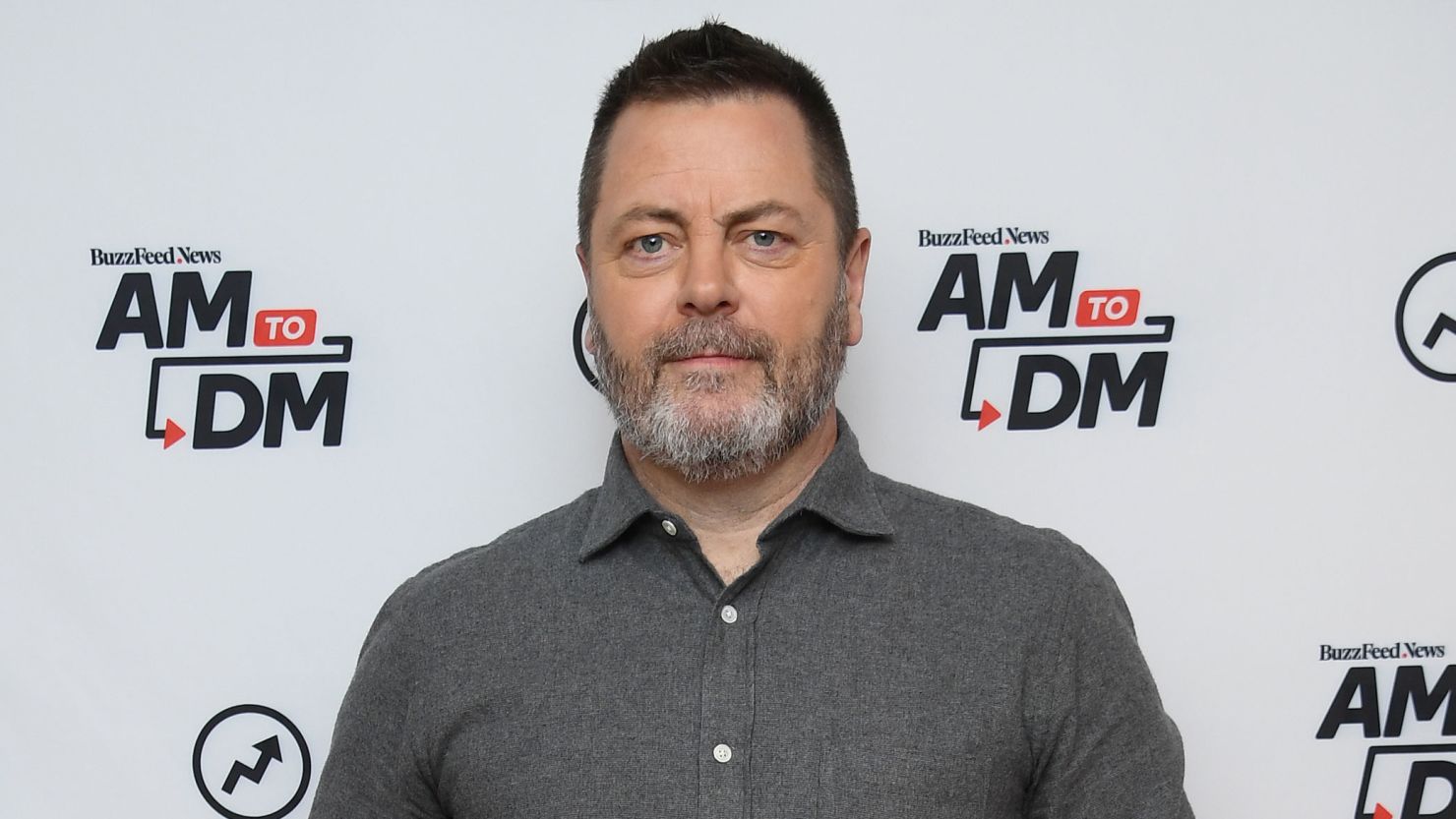 Nick Offerman visits BuzzFeed's "AM To DM" on March 11 in New York City. 