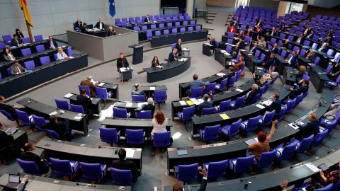 Members of parliament attend a session of the Bundestag on May 29, 2020 in Berlin. 