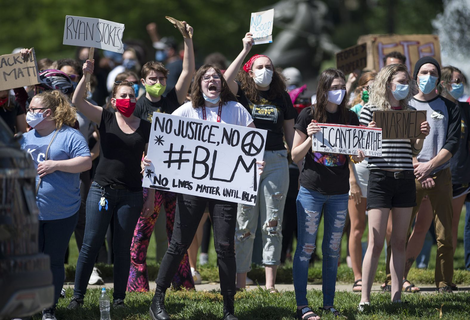 Protesters gather in Kansas City, Missouri, on May 29.