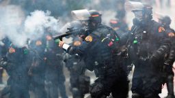 Washington State Police uses tear gas to disperse a crowd in Seattle on May 30.
