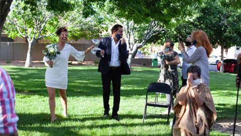 Brittany and Daryl DuPree of Las Vegas got married May 1 in a local park, limiting guests to about a dozen family members to comply with social distancing guidelines. 