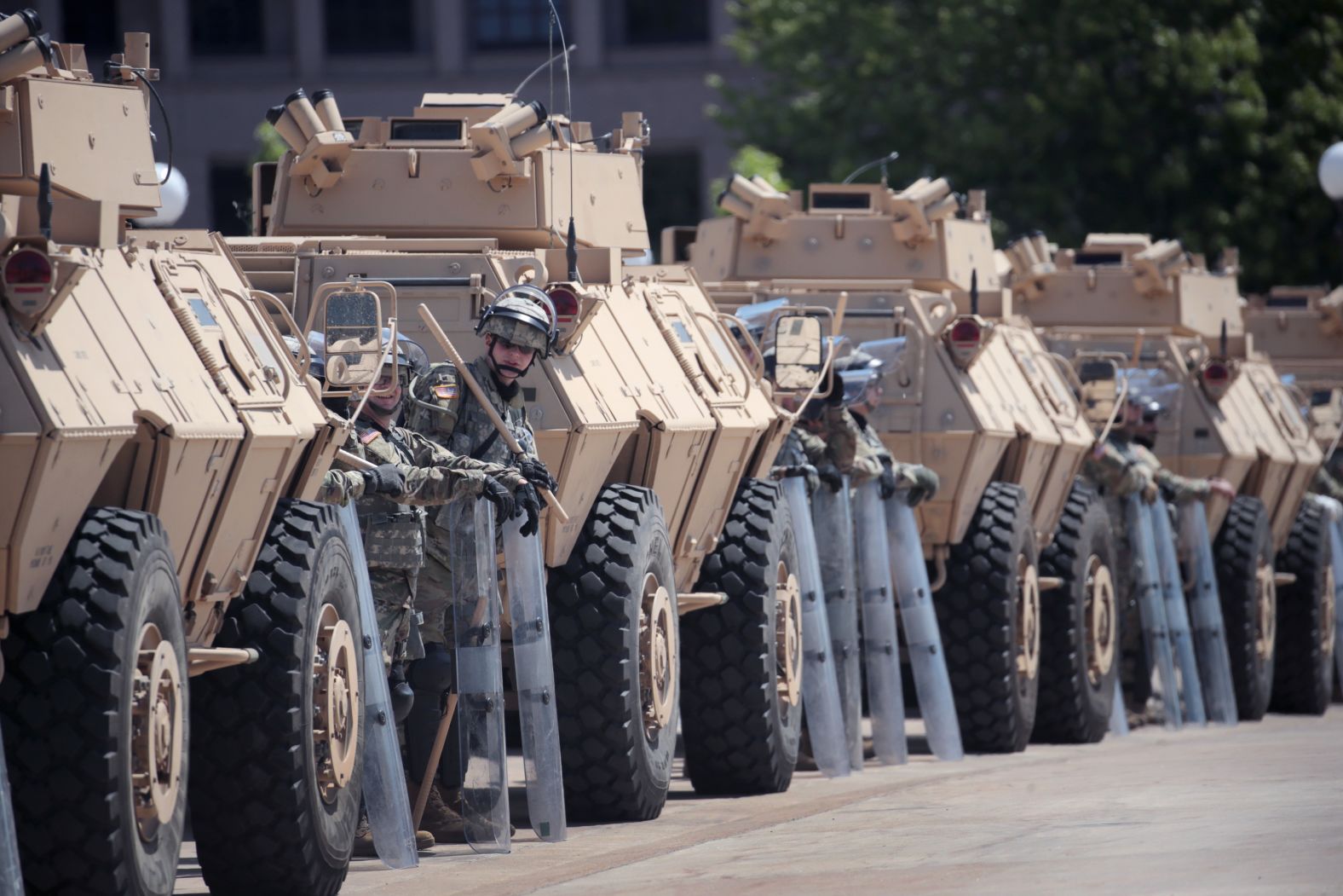 Armored vehicles from the Minnesota Army National Guard surround the Capitol in St. Paul on May 31.