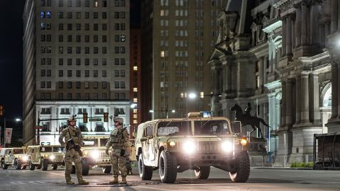 The Pennsylvania National Guard mobilizes in Philadelphia on June 1, 2020.