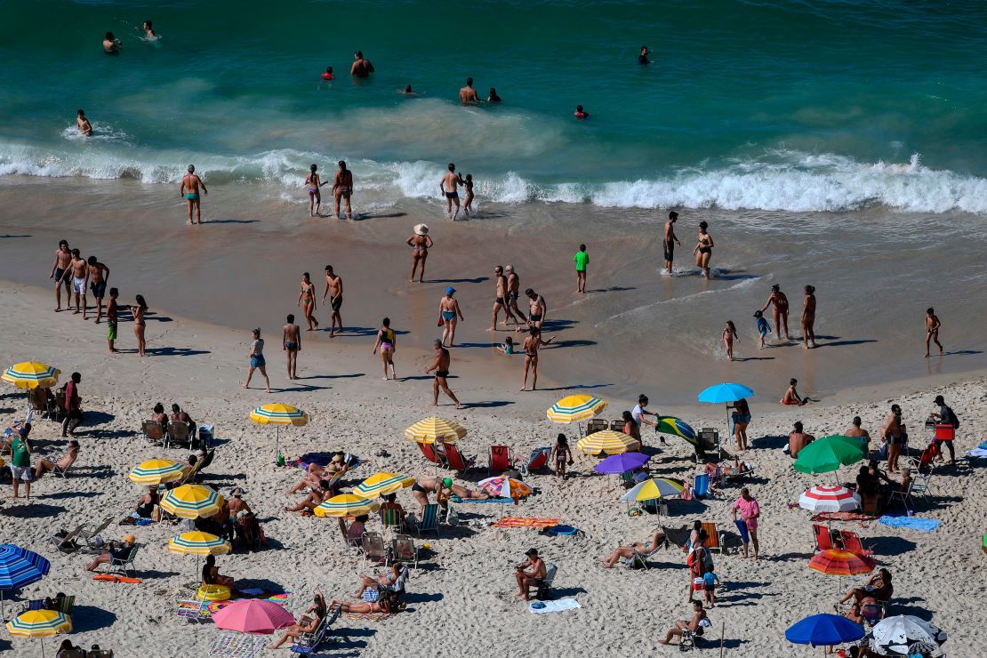 A picture from June 2019 shows the more usual scene of a packed Copacabana beach.