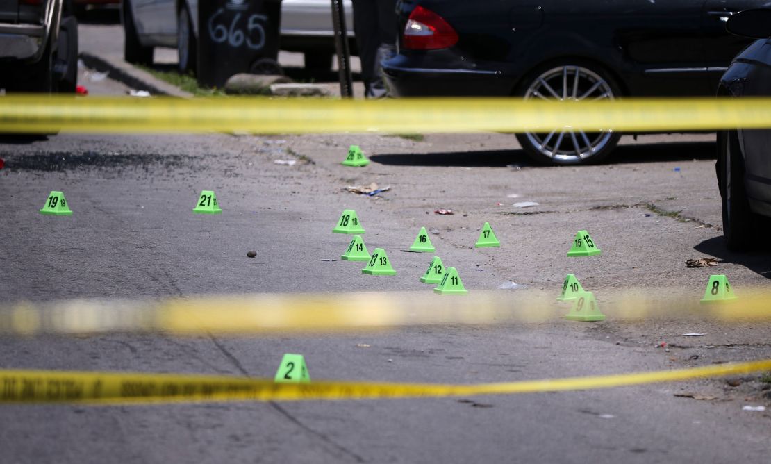 Investigators marked the shell casings after McAtee was shot.