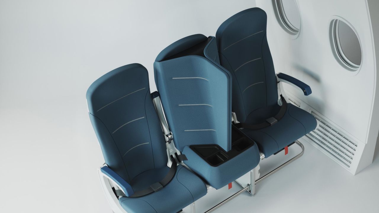 <strong>Comfort is key</strong>: Designer Luke Miles says what makes this concept stand out from other ideas is that the divider that separates the window and aisle seat isn't a clear screen, which he says will make travelers feel more comfortable.
