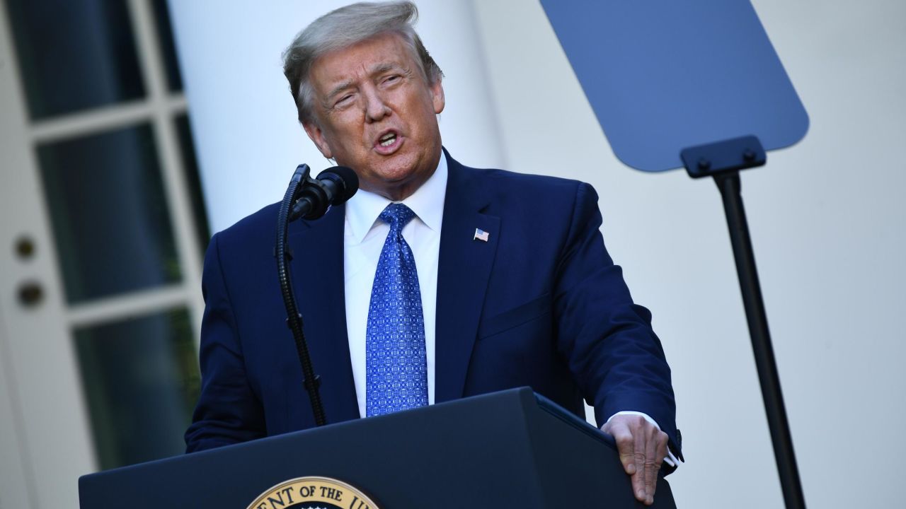 President Donald Trump delivers remarks in front of the media in the Rose Garden of the White House in Washington, DC on June 1, 2020.