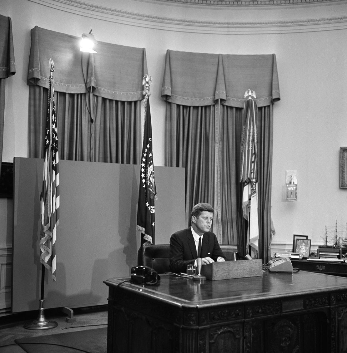 President John F. Kennedy is shown as he started his radio-television address to the nation on civil rights, June 11, 1963, in Washington.
