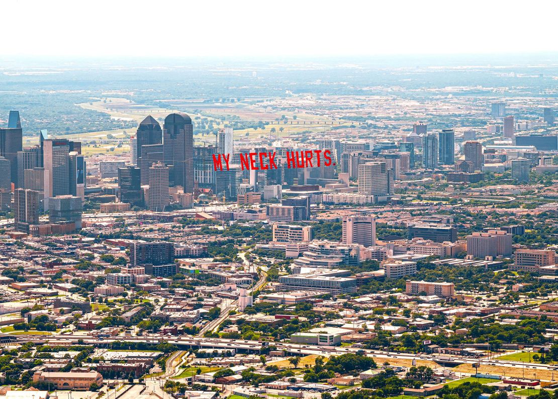 A banner flies above Dallas, where artist Jammie Holmes is based.