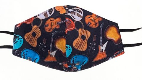 Face Mask Cotton Reversible Rock Star Guitar Print