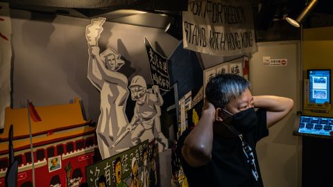 Lee Cheuk-yan, chairman of the Hong Kong Alliance in Support of Patriotic Democratic Movements, is seen standing at the June 4 Museum, dedicated to the 1989 Tiananmen Square crackdown on May 20, 2020 in Hong Kong.