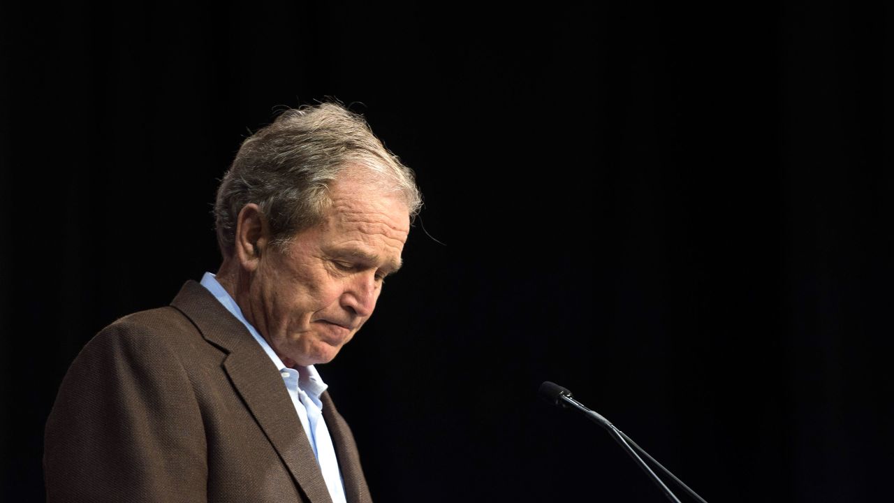 Former US President George W. Bush speaks for his brother and Republican presidential candidate Jeb Bush during a campaign rally in Charleston, South Carolina, February 15, 2016.