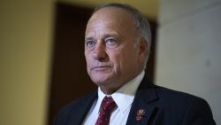 UNITED STATES - OCTOBER 16: Rep. Steve King, R-Iowa, attends a news conference after being denied entrance to the deposition and access to the transcripts related to the House's impeachment inquiry in the Capitol Visitor Center on Wednesday, Oct. 16, 2019. Michael McKinley, a former State Department adviser, and Kurt Volker, the former special envoy to Ukraine, were being deposed inside.(Photo By Tom Williams/CQ Roll Call via AP Images)