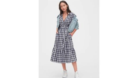 Gingham Wrap Midi Dress