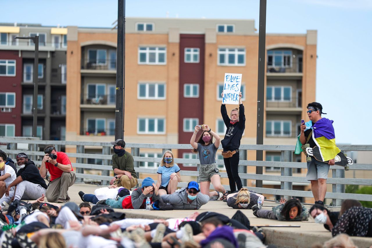 Protesters demonstrate in Green Bay, Wisconsin, on Sunday.