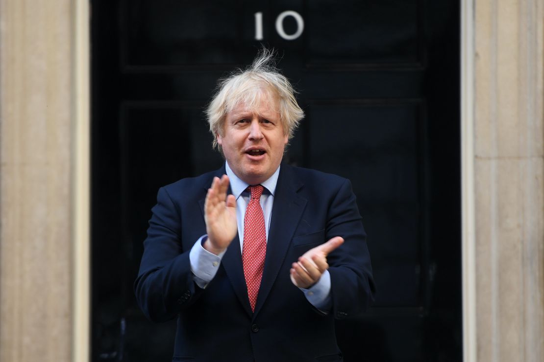 British Prime Minister Boris Johnson seen outside Downing Street on May 28, 2020. 