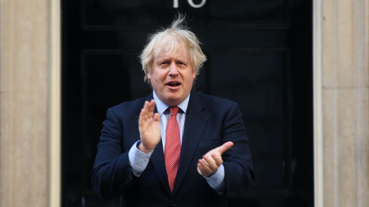 British Prime Minister Boris Johnson seen outside Downing Street on May 28, 2020.