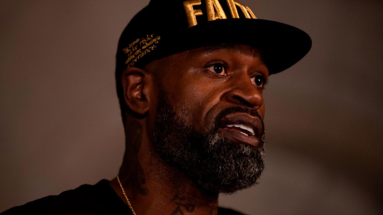 MINNEAPOLIS, MN - JUNE 2: Stephen Jackson, a friend of George Floyd, speaks at a press conference on June 2, 2020 in Minneapolis, Minnesota. The former NBA Player joined Roxie Washington, the mother of George Floyd's daughter Gianna Floyd, to speak about the impact of his death on their family. (Photo by Stephen Maturen/Getty Images)
