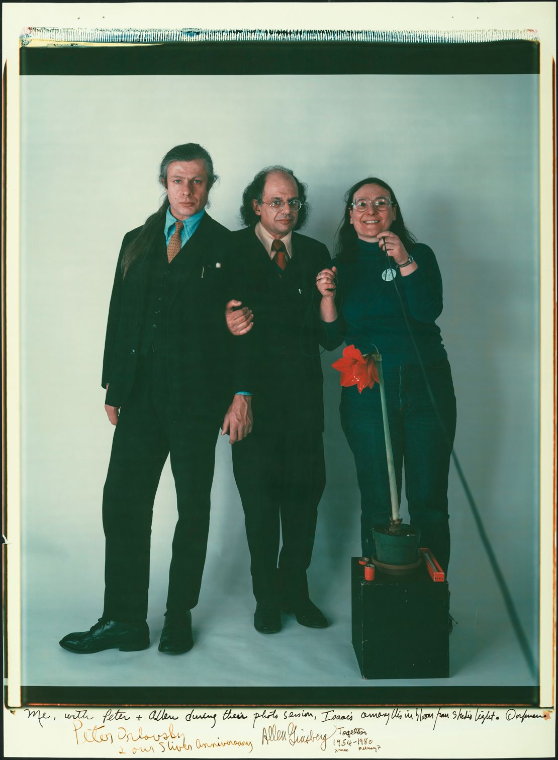 "Me, with Peter + Allen during their photo session" (1980) by Elsa Dorfman.