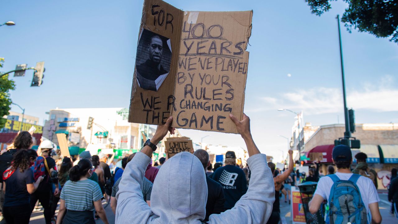 OAKLAND, CA- JUNE 2: Protestors march through Oakland, California on June 2, 2020 after the death of George Floyd. (Photo by Chris Tuite/ImageSPACE)/Sipa USA(Sipa via AP Images)