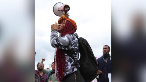 Nupol Kiazolu, protesting in Minneapolis on Friday.