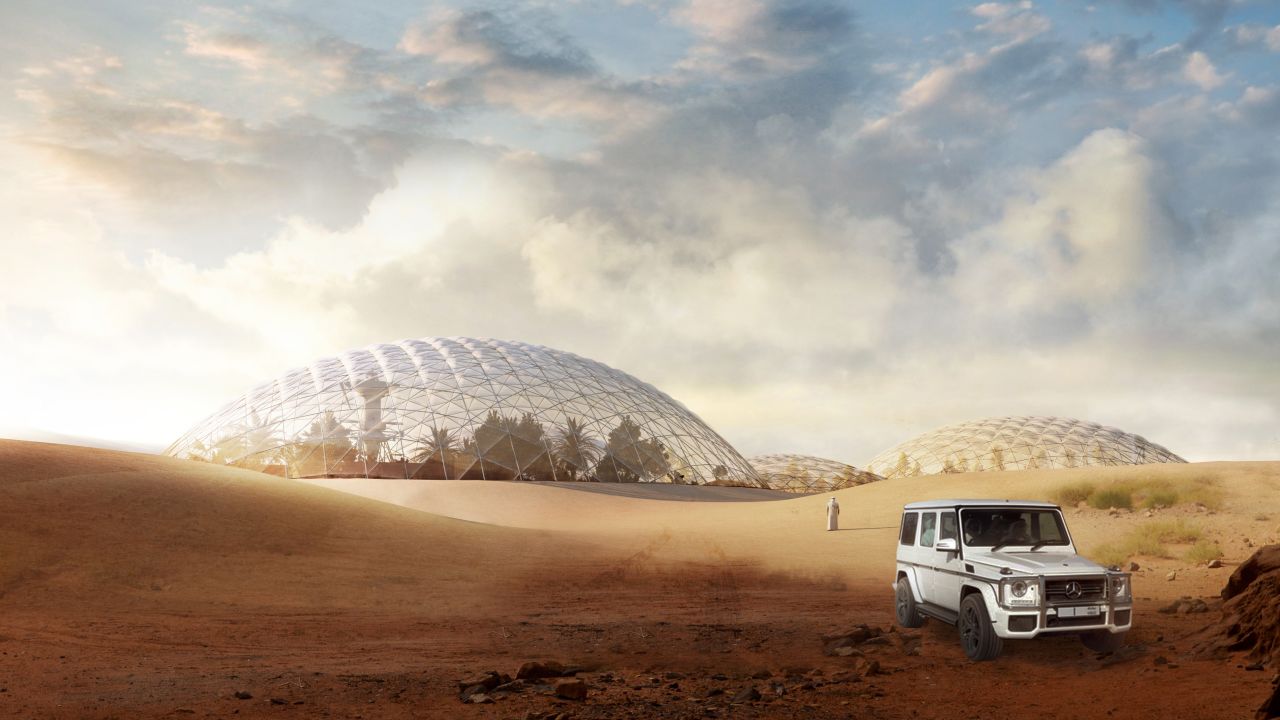 A rendering of Mars Science City, a planned research hub in Dubai, UAE, which could hold future analog missions. BIG, which co-designed the CHAPEA habitat, also designed Mars Science City.
