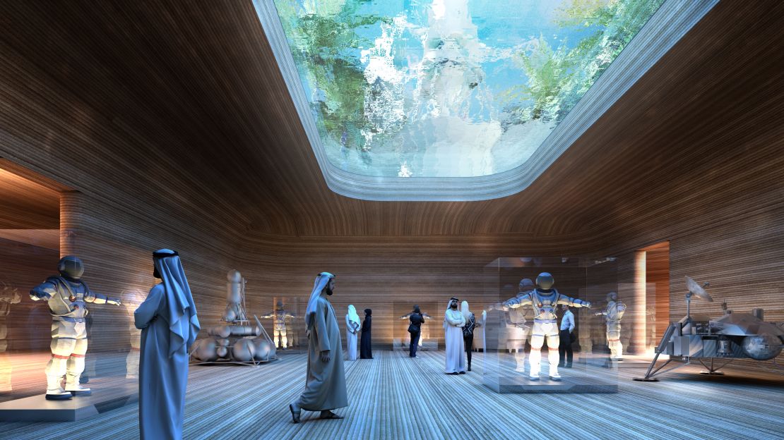 The water-filled skylights also feature in BIG's designs for the Earth-bound  Science City.