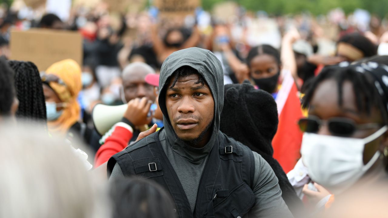 John Boyega at the rally in London's Hyde Park on Wednesday.