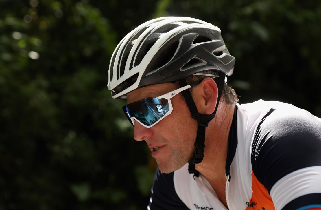 Lance Armstrong of the United States rides in the peloton during the rolling start on Day 3 of La Ruta de Los Conquistadores on November 3, 2018 in Limon, Costa Rica.
