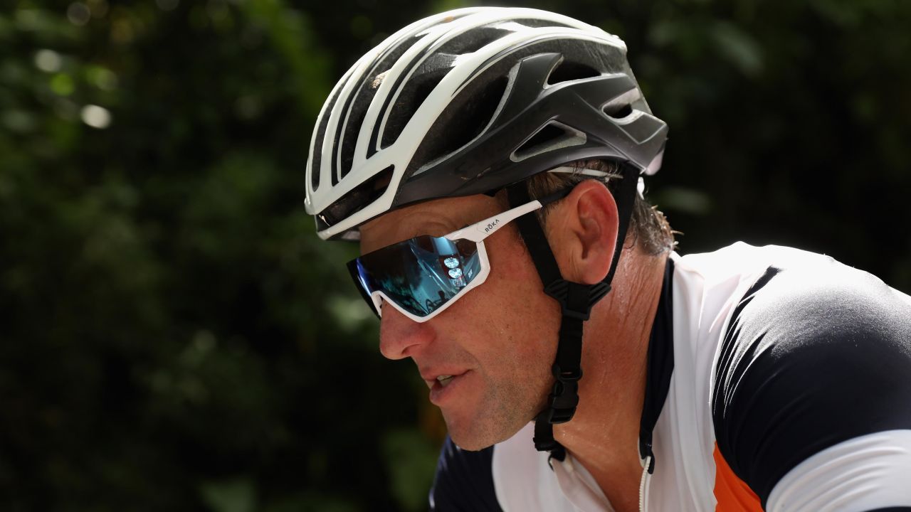 Lance Armstrong of the United States rides in the peloton during the rolling start on Day 3 of La Ruta de Los Conquistadores on November 3, 2018 in Limon, Costa Rica.