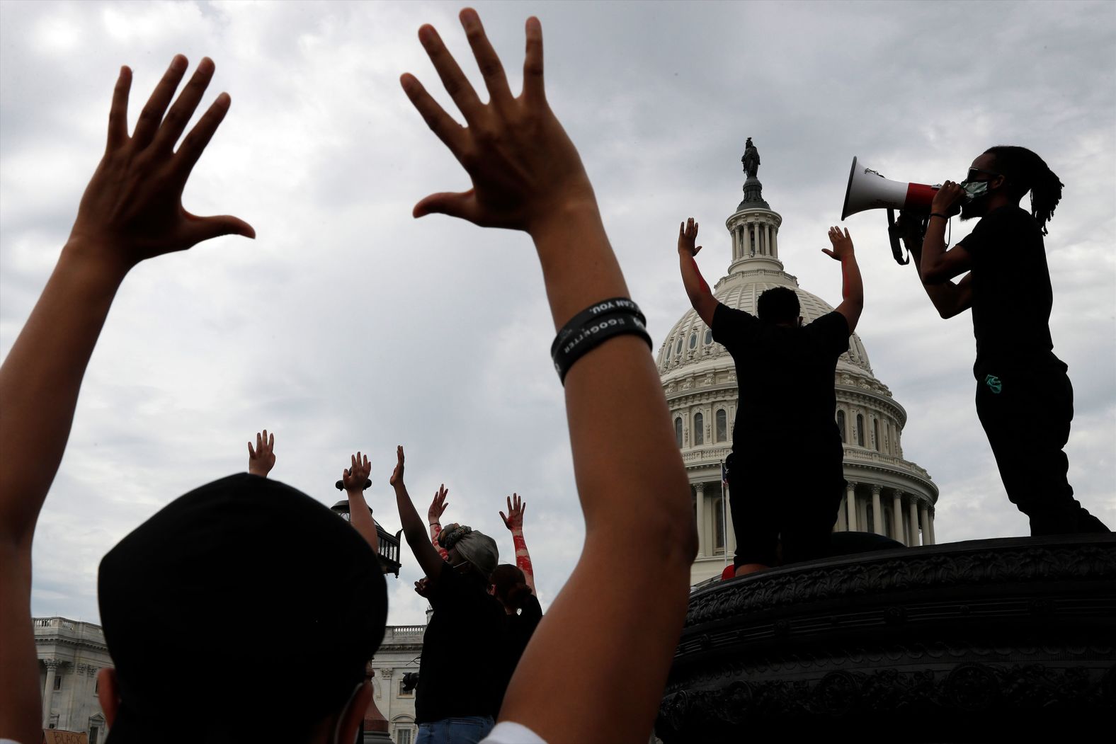 People protest near the US Capitol in Washington, DC, on June 3.