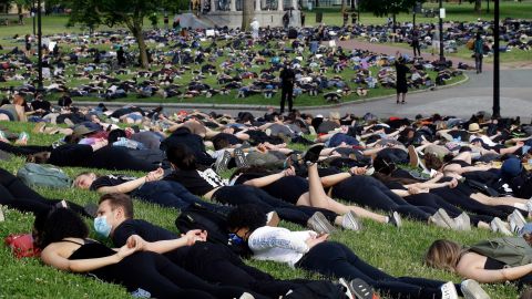 Hundreds of demonstrators in Boston lie face down, symbolizing the last moments of George Floyd's life, on Wednesday, June 3. <a href="https://www.cnn.com/2020/06/03/world/gallery/george-floyd-lie-down-intl-scli/index.html" target="_blank">Related photos: Lie-in protests around the world </a>