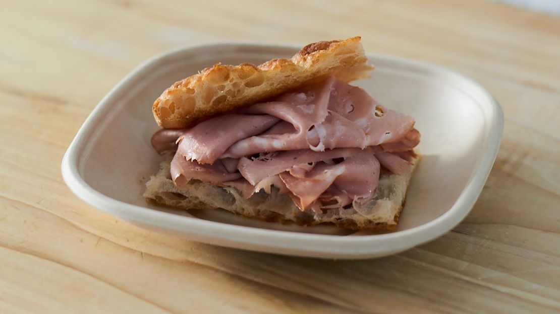 Housemade focaccia served with mortadella, a cured pork, was a first-course offering during Forsythia's first week of business.