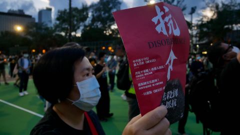 Thousands of Hong Kongers gather in the city's Victoria Park to mark the 31st anniversary of the Tiananmen Square crackdown on June 4, 2020. An annual vigil went ahead despite a police ban and orders not to gather due to the coronavirus.